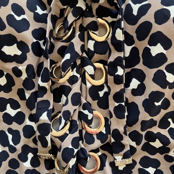 Michael Kors Cheetah Print One Piece Lace-up Swimsuit Size 10 - Picture 4 of 10